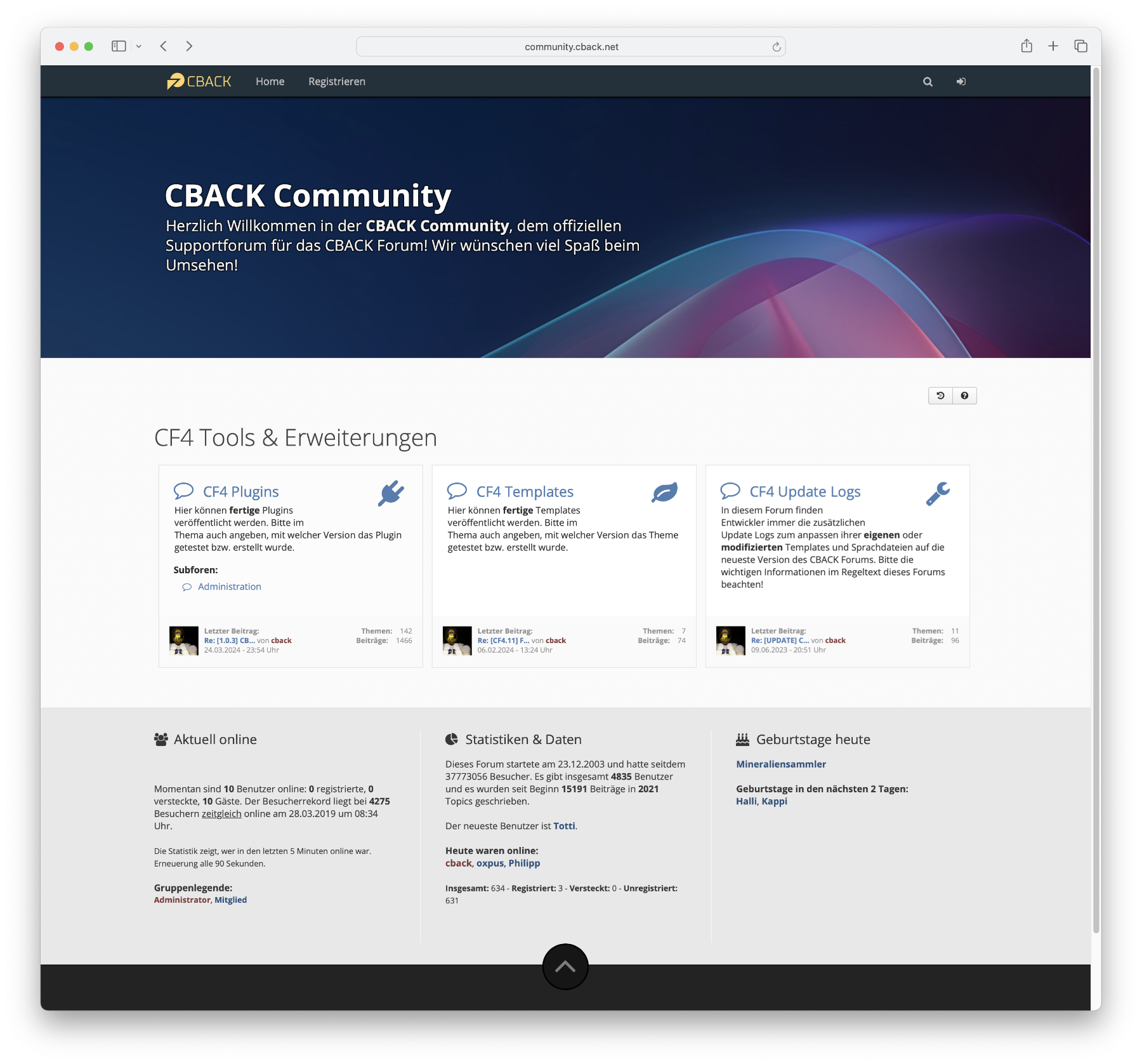 CBACK Forum Screenshot